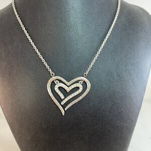 Brighton Love Struck Reversible Hinged Double Heart Swarovski Necklace